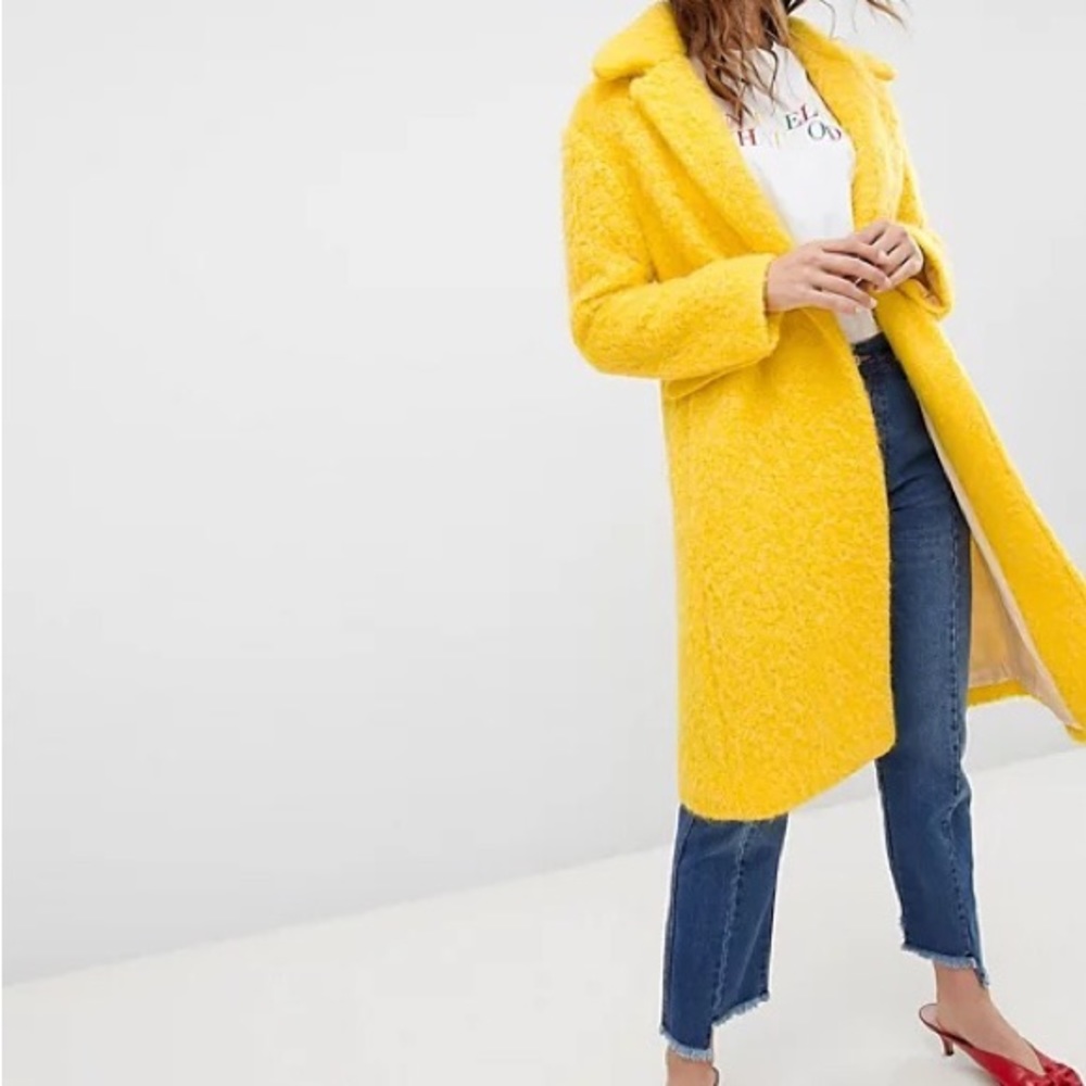Mango Yellow Brushed Car Coat
